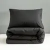 Duvet Cover King Size Black Color Bedding Set Queen for Adults housse de couette Single Bed Sets Plain Quilt Cover 210319