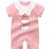 Baby Boys Girls Lapels Collar Rompers Summer Newborn Infant Short Sleeve Cotton Rompers Baby Infant Girl Designer Clothes