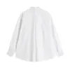 Sommar Casual Shirt för kvinnor Lappel Långärmad Bröst Hollow Out Bow Design Blouese Top Fashion Streetwear Kvinna 210515