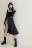 Patchwork Plaid Asymmetrical Skirts Womens Autumn High Waist Long Midi Skirt Blue Purple Fashion Clothing 210427