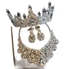 Tocados transparentes de lujo Gota de agua de cristal Conjuntos de corona nupcial Rhinestone Novia Diamante Reina Tiara para mujeres Accesorios para el cabello de boda295d