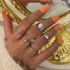 Vintage Metal Gold Wide Knuckle Ring Set For Women Punk Cross Twisted Crystal Finger Ring Bohemian Fashion Jewelry Gift G1125