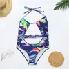 Maillots de bain pour femmes Paotang 2021 Tendance de la mode d'été Bikini Femme Sexy Maillot de bain une pièce à la mode Couleur Impression High-Fourk Beach Suit