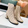 stivali da donna di moda classico motivo geometrico in pelle di alta qualità low-key di lusso semplici scarpe casual da festa all'aperto + altezza tacco 7,5 cm