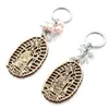 Doop Favor Keychain Cross Wood Charm Doop Favor First Communion Gunst Bruiloft Gunsten voor kinderen Volwassenen G1019