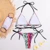 AIUJXK Snake Print Mask och Triangle Bikini 3 Piece Set Baddräkt Kvinnor 2021 Ny Sommarsträng Tanga Bikini Beach Badkläder X0522