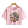 Kawaii Totoro Crop Top Funny Cartoon T Shirt Kvinnor Söt Anime Grafisk Vintage T-shirt 90s Ullzang Tshirt Fashion Top Tees Kvinna Y220308