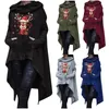 Sweats à capuche pour femmes Sweatshirts longs Noël femmes lettres irrégulières cape surdimensionné sweat à capuche belle impression hauts chemisier avec poche