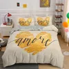 Love Heart Duvet Cover Luxury Bedding Set Single Full Quilt Cover 2 / 3pcs sängkläder Euro Storlek för sovrum dekoration 210319