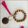 Aessories Kobiety i mężczyźni 7 stylów moda breloki drewniane bransoletka brelok z frędzlami Klucz DIY Fibre Pandent Wood Bead Bangle Keys Decorat