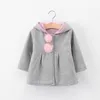 Bebek Kız Ceket Sevimli Çocuk Topu Tavşan Kapşonlu Prenses Tench Mont Dış Giyim Noel Çocuk Giysileri Tops ZYY830