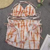 Dames Bikini Set 3 stks Badpakken Print Swimsuits Dames Split Lace Up Swimpak Sexy Dames Badmode