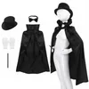 Decorazione per feste 5 pezzi Costume cosplay per mago per bambini Vestito Cappello da capo Bacchetta magica Guanti Cravatta Set per giochi di ruolo Halloween Grand Dress Up