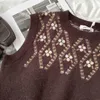 EZGAGA вязаный свитер Жилет Женщины без рукавов Мода Цветок Preppy Style Дамы О-Шеи Винтаж Пуловеры Пуловеры Повседневные Топы 210430