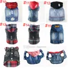 Huisdier kleding honden jeans jas hond kleding cool blauw denim jas kleine medium doggy revers vesten klassieke hoodies puppy rood zwart check vintage gewassen kleding L A152