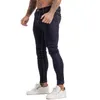 Męskie Chude Jeans Niebieski Wysokiej Talia Klasyczne Hip Hop Stretch Men Spodnie Bawełniane Wygodne Miękkie Pełna długość ZM124