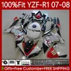 100٪ FIT OEM هيكل السيارة ل Yamaha Moto YZF-R1 YZF-1000 YZF R 1 1000 CC 07-08 الجسم 91NO.8 YZF R1 1000CC YZFR1 07 08 YZF1000 2007 2008 حقن العفن هدية