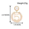 Dingle ljuskrona mode av hög kvalitet kvinnor pärla örhänge smycken enkel nummer 5 stora cirkel gyllene droppörhängen kvinnlig trend 1277863
