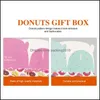 Event Festive Party levererar Home Garden12pcs Donuts Presentlåda som ger papper tom födelsedagstårta container wrap droppleverans 2021 zxymt