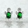 Wedding Earrings For Women Boho Zircon Rainbow Stone Turtle Small Stud Oval Crystal Earrings Female Classic Cute Silver Color