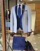 Costume azzurro Homme Abiti da uomo 3 pezzi 2021 Moda Abiti slim fit Smoking da sposo Blazer da sposa Terno (giacca + pantaloni + gilet) X0909
