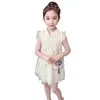 Girl Cheongsam Dresses Lace Party For Girls Mesh Kids Chinese Style Children's Costumes Summer 210528