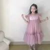 Letnie dzieci Ruffles Lolita Dress for Children Futter Rękaw Kwiat Girl Sukienki Wesela Princess Vestido 210529