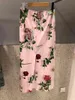 Rokken Zomer Koreaanse Chic Mode Slanke Elastische Hoge Taille Bloemen Print Zijde Jurk Dames Midi Faldas Mujer Chiffon Temperament 210429
