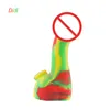 Waxmaid wholesale male penis shaped smoking mini Pipe tobacco silicone dab rigs with 6 mixed colors