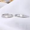 Cluster Rings 925 Sterling Silver Heart Love Ring Resizable Lovers 'Par Boyfrid Girl Gift
