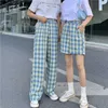 Angleterre femmes été pantalons à jambes larges décontracté ample taille haute élastique automne printemps pantalon ample Harajuku BF fille étudiants pantalon Q0801