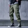 Calça masculina moda masculina joggers cargo homens fitas de bolso harém calça calça de moletom hip hop harajuku streetwear casual calça esportes