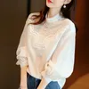 Damesblouses Shirts Hollow Leeg Shirt Vrouwelijke Design Sense Niche 2021 Lente Herfst Elegante Franse Lange mouwen Blouse Trend