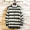 Black Red Striped Knit Sweaters Autumn Winter Crewneck Fashion Long Paragraph Oversized Jumpers Men Women Pullover Clothing MY12 Men's