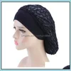 Beanie/Skl Caps Hats & Hats, Scarves Gloves Fashion Aessories Wide Band Mesh Hair Bonnet Cap Slee Comfortable Night Sleep Hat Ladies Turban