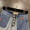 Deat Bahar Yaz Moda Sıradan Cep Çok Düğmesi Yüksek Bel Skinny Jeans Şortları Kadın SK616 210709