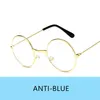 Moda de óculos de sol FRAMARES CRIANÇAS VINTAGEM VINTAGE COM FORÇO PLAY MELHOR Big Round Metal Optical Kids Snti Blue Kab010