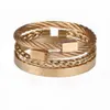 3pcsset Edelstahl Perlenstränge Armbänder Bangel Hip Hop Luxus Römische Zahl Charm Gold Farbe Schmuck für Männer Pulseira Bil52983692