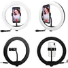 10 "Dual Ring Light, Dimmable LED Selfie Ringlight Treppied Stand Tre supporti telefonici, 3 luci Modalità di trucco illuminazione con telecomando per live streaming