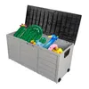 Suprimentos de jardim de plástico ao ar livre 75gal 260L de armazenamento caixa de plataforma ferramentas de caixa de almofadas brinquedos assento lockable home kit
