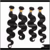 Ce certifié Fedex 100Gpiece 4Pcslot 100 Bundles non transformés Body Wave Foygp Human Weaves Fawqt