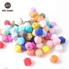 Teether Mix Colors 50 대형 17mm 보라색 기하학적 육각 DIY 목걸이 팔찌 베이비 211106에 대한 실리콘 비즈를 만들자.