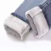 Осень зимние джинсы женщин высокая талия флис теплый женский длинный панталон толстый синий хлопок джинсовые брюки 11371 211229