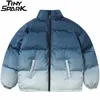 Hip Hop Oversized Jacket Parka Gradient Streetwear Mens Harajuku Cotton Winter Padded Coat Warm Outwear Blue 210819