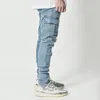 Mężczyźni Slim Fit Dżinsy 7 Kieszenie Stretch Skinny Denim Ołówek Spodnie Moda