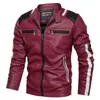 Giacca da moto in pelle da uomo Patchwork Casual PU Giacche da motociclista Uomo Moda Autunno Inverno Zipper Slim Fit Bomber Coat 211009