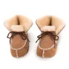 Första vandrare varm vinter äkta läder ull päls baby pojke stövlar toddler tjejer mjuka moccasins skor med plysch fårskinn spädbarn booties