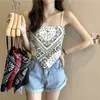 Women's T-Shirt 4 Colors Womens T Shirt Fashion Casual Cashew Flower Sling Vest Summer Girl Scarf Ladies Outer Wear Tube Top