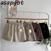 Asapgot Femmes Laine Shorts Hiver Printemps Chaud Taille Haute Jambe Large Dames Coréenne Couleur Solide Lâche Feminino 210719