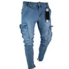 Mężczyźni dżinsy Safari Style Pencil Pants Solid Slim Male Denim Spodni Cargo Streetwear Plus Size Autumn Spring Men Ubranie 210318